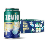 Zevia Zero Sugar Soda, Vanilla Cola, 12 oz Cans (8-Pack) – Naturally Sweetened, Non-GMO Project Verified, Gluten-Free, Vegan