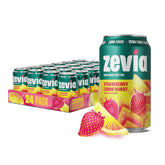 Zevia Zero Sugar Soda, Strawberry Lemon Burst, 12 oz Cans (24-Pack) – Naturally Sweetened, Zero Calorie Sugar Free Soda - Non-GMO Project Verified, Gluten-Free, Vegan