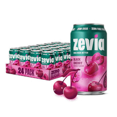 Zevia Zero Sugar Soda, Black Cherry, 12 oz Cans (24-Pack) – Naturally Sweetened, Non-GMO Project Verified, Gluten-Free, Vegan