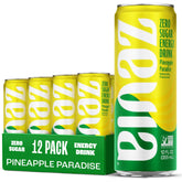 Zevia Zero Sugar Energy Drink, Pineapple Paradise, 12 oz Cans (12-Pack) – Naturally Sweetened, Non-GMO Project Verified, Gluten-Free, Vegan