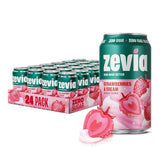 Zevia Zero Sugar Soda, Strawberries and Cream, 12 oz Cans (24-Pack) – Caffeine Free, Naturally Sweetened, No Calorie Soda - Non-GMO Project Verified, Gluten-Free, Vegan