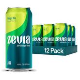 Zevia Zero Sugar Soda, Ginger Ale, 16 oz Cans (12-Pack) – Naturally Sweetened, Non-GMO Project Verified, Gluten-Free, Vegan