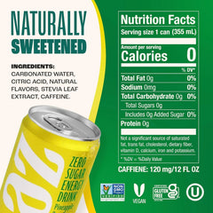 Zevia Zero Sugar Energy Drink,Pineapple Paradise,12 oz Cans – Naturally Sweetened,Non-GMO Project Verified,Gluten-Free,Vegan,(Pack of 24)
