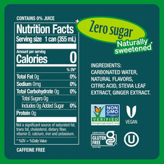 Zevia Zero Sugar Soda,Ginger Ale,16 oz Cans – Naturally Sweetened,Non-GMO Project Verified,Gluten-Free,Vegan,(Pack of 24)