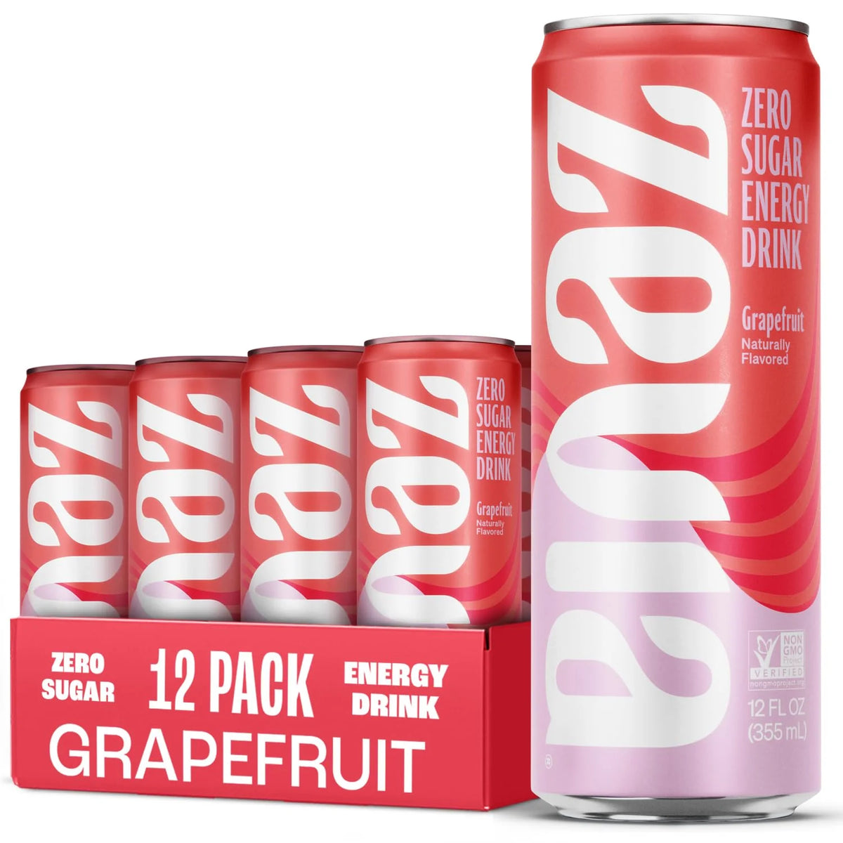 Zevia Zero Sugar Energy Drink, Grapefruit, 12 oz Cans (12-Pack) – Naturally Sweetened, Non-GMO Project Verified, Gluten-Free, Vegan