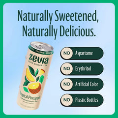 Zevia Organic Sugar Free Iced Tea, Green Tea Tropical Pineapple, 12 Ounces (Pack of 12)