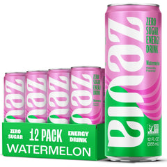 Zevia Zero Sugar Energy Drink, Watermelon, 12 oz Cans (12-Pack) – Naturally Sweetened, Non-GMO Project Verified, Gluten-Free, Vegan