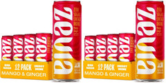 Zevia Zero Sugar Energy Drink,Mango Ginger,12 oz Cans – Naturally Sweetened,Zero Calorie Sugar Free Energy - Non-GMO Project Verified,Gluten-Free,Vegan,(Pack of 24)