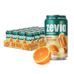 Zevia Zero Sugar Soda, Orange Creamsicle, 12 oz Cans (24-Pack) – Caffeine Free, Naturally Sweetened, No Calorie Soda - Non-GMO Project Verified, Gluten-Free, Vegan