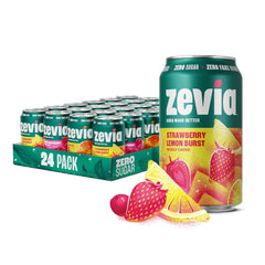 Zevia Zero Sugar Soda, Fruity Variety Pack, 12 oz Cans (24-Pack) – Naturally Sweetened, Zero Calorie Sugar Free Soda - Non-GMO Project Verified, Gluten-Free, Vegan