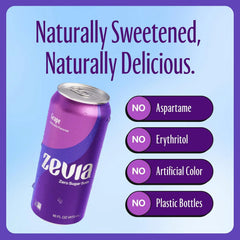 Zevia Zero Sugar Soda,Grape,16 oz Cans – Naturally Sweetened,Non-GMO Project Verified,Gluten-Free,Vegan,(Pack of 24)